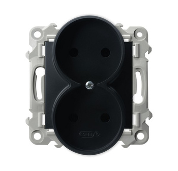 OSPEL SZAFIR GP-2ZR/m/33 Gniazdo podwójne moduł bez ramki czarny