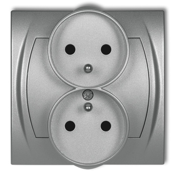 KARLIK LOGO 7LGPR-2zp  Gniazdo podwójne do ramki poziomej z uziemieniem 2x(2P+Z) (przesłony torów prądowych)