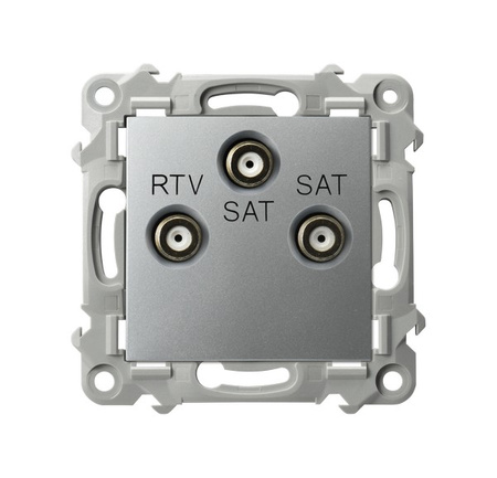 OSPEL SZAFIR GPA-Z2S/m/18 Gniazdo RTV-SAT z dwoma wyjściami SAT srebro