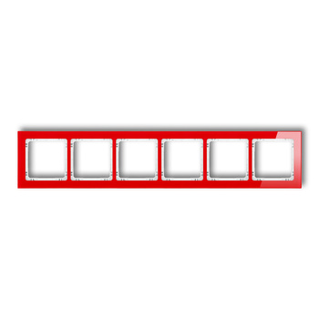 KARLIK DECO 17-0-DRS-6 Ramka uniwersalna sześciokrotna - efekt szkła (ramka: czerwona; spód: biały)