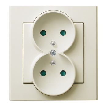 OSPEL SONATA GP-2RZP/27 Gniazdo podwójne z/u z przesłonami, kompletne