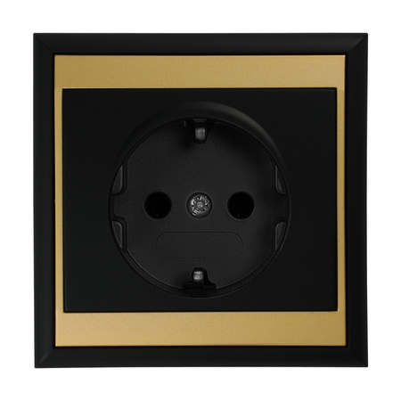 Gniazdo pojedyncze p/t 2P+Z, Schuko Luna, 16A, 250V, PT-17L, czarny/złoty