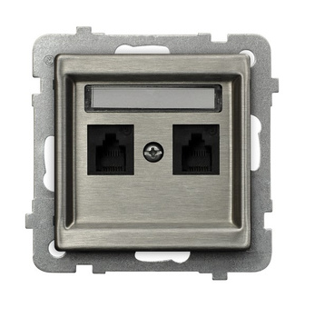 OSPEL SONATA STAL INOX GPT-2RMN/m/37 Gniazdo telefoniczne podwójne niezależne
