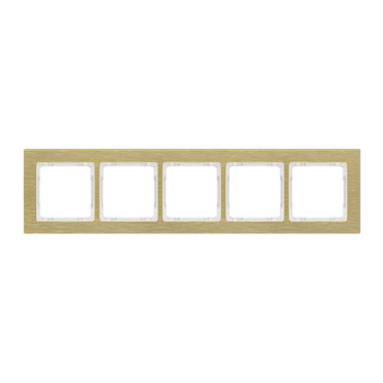 KARLIK DECO 8-0-DRA-5 Ramka uniwersalna pięciokrotna - aluminium szczotkowane (ramka: kolor mosiężny; spód: biały)