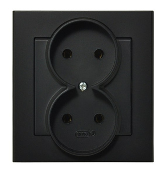 OSPEL SONATA GP-2R/33 Gniazdo podwójne kompletne z ramką czarny