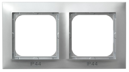 OSPEL IMPRESJA RH-2Y/18 Ramka podwójna do łączników IP-44 srebro