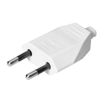 Wtyczka płaska bez uziemienia, 2,5A, 250V, biały poliwęglan, 50 sztuk