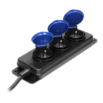 Przedłużacz warsztatowy bryzgoszczelny IP44, 3 gniazda 2P+Z IP44, przewód gumowy, H05RR-F 3x1,5mm², długość 5m