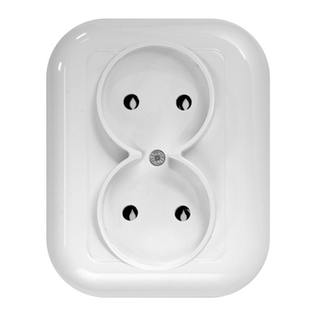 Gniazdo podwójne p/t 2x2p 16A, 250V, FAN, biały