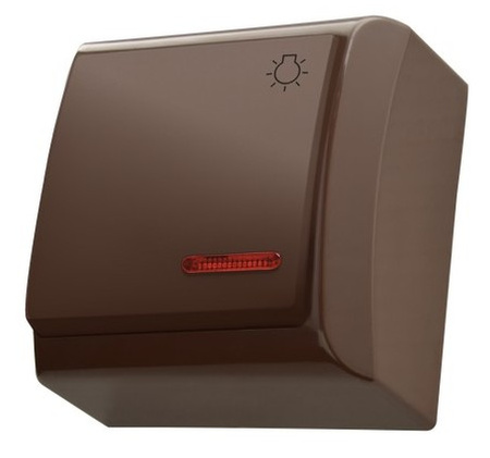 Ospel bis ŁN-5BS/24 Łącznik zwierny "światło" z podświetleniem brąz