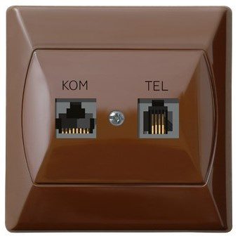 OSPEL AKCENT GPKT-A/K/24 Gniazdo komputerowo-telefoniczne RJ 45 kat. 5e, (8-stykowe) + RJ 11 (6-stykowe)