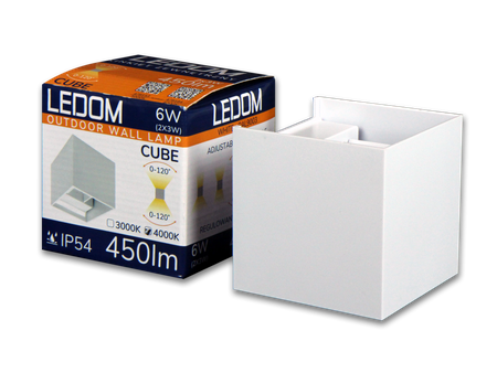 LED line LITE Kinkiet zewnętrzny LED 2x3W 3000K IP54 biały CUBE