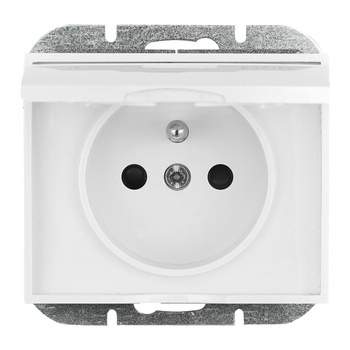 Gniazdo pojedyncze p/t 2P+Z bryzgoszczelne z klapką Onyx, 16A, 250V, PT-16OH, biały