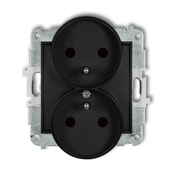 KARLIK ICON 12IGPR-2zp  Gniazdo podwójne do ramki z uziemieniem 2x(2P+Z) (przesłony torów prądowych)