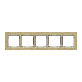 KARLIK DECO 8-11-DRA-5 Ramka uniwersalna pięciokrotna - aluminium szczotkowane (ramka: kolor mosiężny; spód: grafitowy)