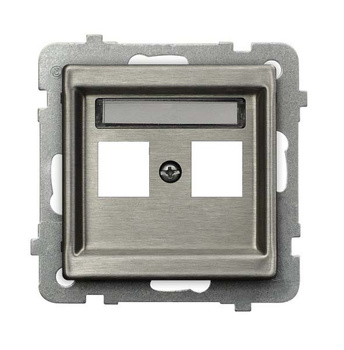 OSPEL SONATA STAL INOX GPK-2RM/p/37 Obudowa gniazda podwójnego typu Keystone prosta