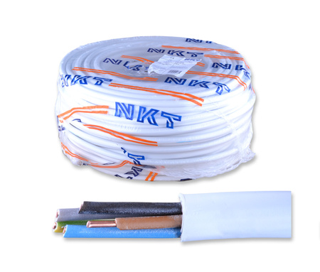 Kabel przewód YDYżo 5x2,5 450/750 okrągły biały NKT 172170004C0100 100m