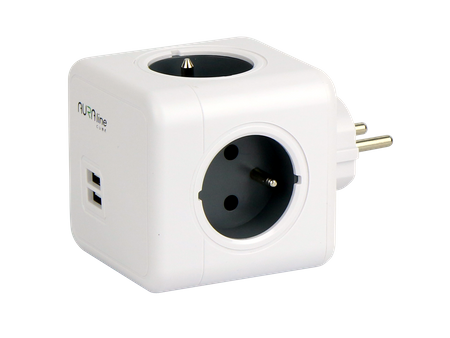 Rozgałęźnik CUBE 4 gniazda + 2xUSB 16A/3680W Schuko AURA line