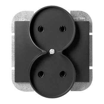 Gniazdo podwójne p/t 2x2P Onyx, 16A, 250V, PT-5OR, czarny