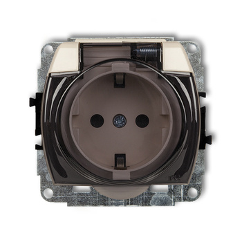 KARLIK TREND 1GPB-1sd Mechanizm gniazda bryzgoszczelnego z uziemieniem SCHUKO 2P+Z (klapka dymna, bez przesłon torów prądowych)