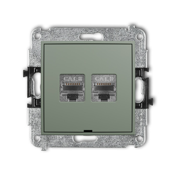 KARLIK MINI 61MGKBO-12 Mechanizm gniazda komputerowego podwójnego 2xRJ45, kat. 8, ekranowany, 8-stykowy, bez pola opisowego