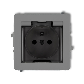 KARLIK DECO 27DGPB-1zdp  Gniazdo bryzgoszczelne z uziemieniem 2P+Z (klapka dymna