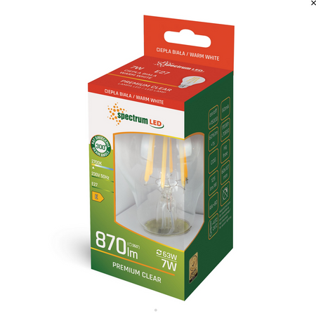 LED GLS E-27 230V 7W COG WW CLEARWOJ+14599