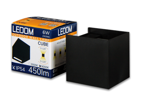 LED line LITE Kinkiet zewnętrzny LED 2x3W 3000K IP54 czarny CUBE