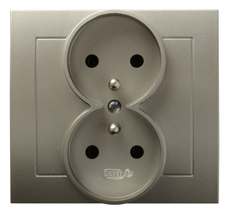 OSPEL KIER GP-2WZ/45 Gniazdo podwójne z uziemieniem satyna