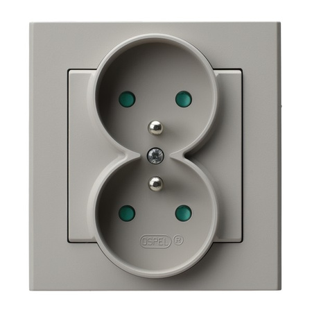 OSPEL SONATA GP-2RZP/82 Gniazdo podwójne z/u z przesłonami torów