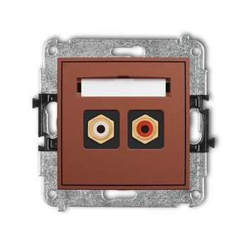 KARLIK MINI 63MGRCA-2 Mechanizm gniazda podwójnego RCA (typu cinch - biały i czerwony, pozłacany)