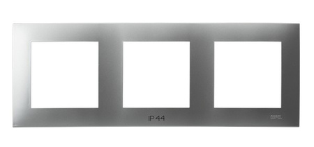 OSPEL SZAFIR RH-3Z/18 Ramka potrójna do łączników IP-44 srebro