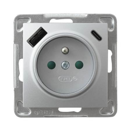 OSPEL IMPRESJA GP-1YZPUSBAC/m/18 Gniazdo z/u, przesłony, ładowarka USB