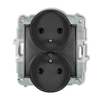 KARLIK MINI 11MGPR-2z  Gniazdo podwójne do ramki z uziemieniem 2x(2P+Z) (bez przesłon torów prądowych)