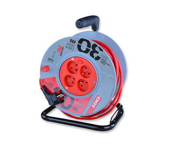 Emos p19430 przedłużacz zwijany 4 gniazda 3x1 30m bezpiecznik