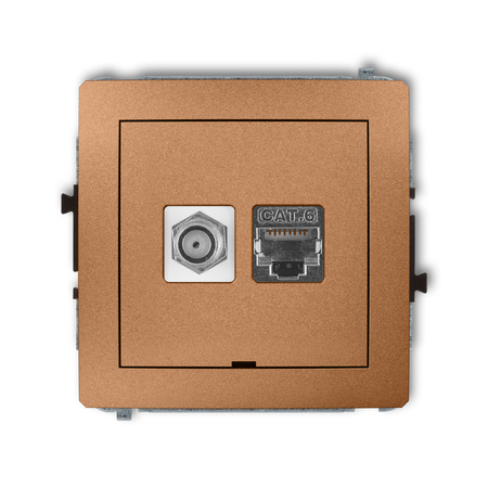 KARLIK DECO 8DGFKBO-5  Gniazdo antenowe pojedyńcze typu F (SAT) + gniazda komp. poj. 1xRJ45