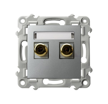 OSPEL SZAFIR GGN-1Z/m/18 Gniazdo głośnikowe pojedyncze srebro