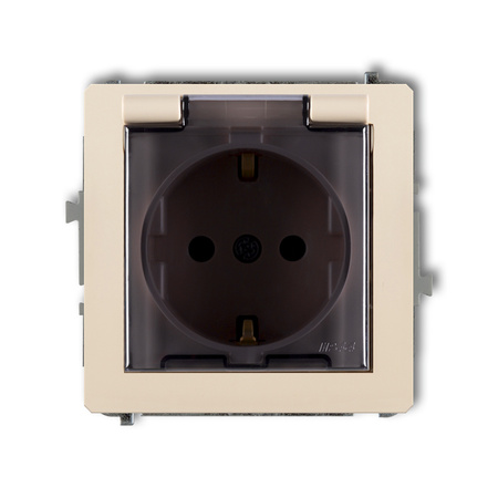 KARLIK DECO 1DGPB-1sdp Gniazdo bryzgoszczelne z uziemieniem SCHUKO 2P+Z (klapka dymna