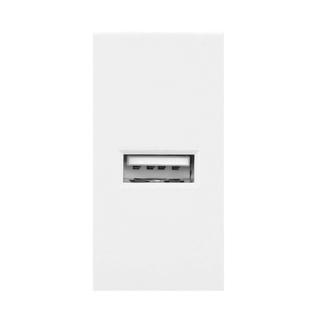 NOEN USB, port modułowy 22,5x45mm z ładowarką USB, 2,1A 5V DC, biały