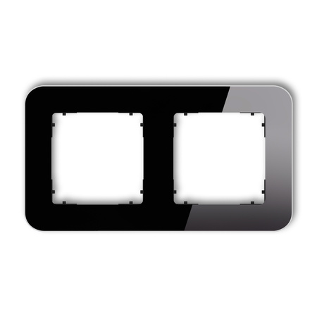KARLIK ICON 12-12-IRSZ-2 Ramka uniwersalna podwójna zaokrąglona - efekt szkła (ramka: czarna; spód: czarny)