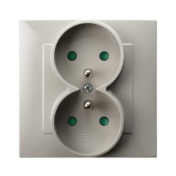 OSPEL SZAFIR GP-2ZZP/83 Gniazdo podwójne z uziemieniem z przesłonami