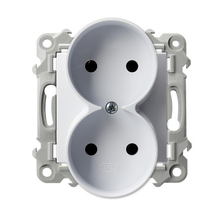 OSPEL SZAFIR GP-2ZR/m/00 Gniazdo podwójne moduł biały