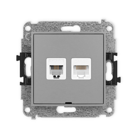 KARLIK ICON 27IGTKBO Gniazdo telefoniczne pojedyńcze 1xRJ11 + komputerowego pojedynczego 1xRJ45