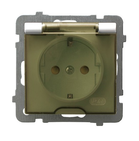 Ospel as GPH-1GSP/m/27/d Gniazdo bryzgoszczelne z uziemieniem schuko IP-44 z przesłonami torów prądowych wieczko przezroczyste