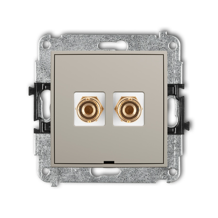 KARLIK MINI 60MGGBO-3 Mechanizm gniazda głośnikowego pojedynczego, bez pola opisowego (typu banan - czerwony i czarny, pozłacany, 4 mm2, do lutowania)