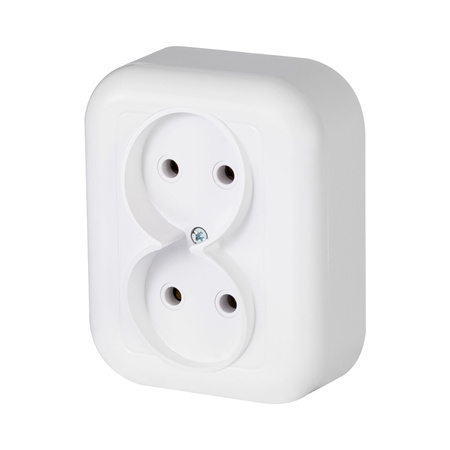 Gniazdo  podwójne n/t 2x2p 16A, 250V, FAN, biały