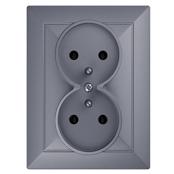 Gniazdo podwójne p/t 2x2P+Z Pearl, 16A, 250V, PT-6 P, antracyt