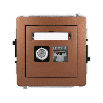 KARLIK DECO 9DGFK-5  Gniazdo antenowe pojedyńcze typu F (SAT) + gniazda komp. poj. 1xRJ45