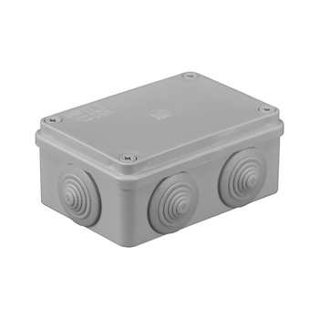 Puszka hermetyczna 120x80x50, 6 dławików, szara, IP65