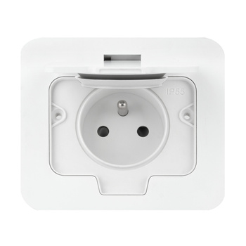 Hermetyczne gniazdo elektryczne prostokątne, IP55, 1x2P+Z(French), białe